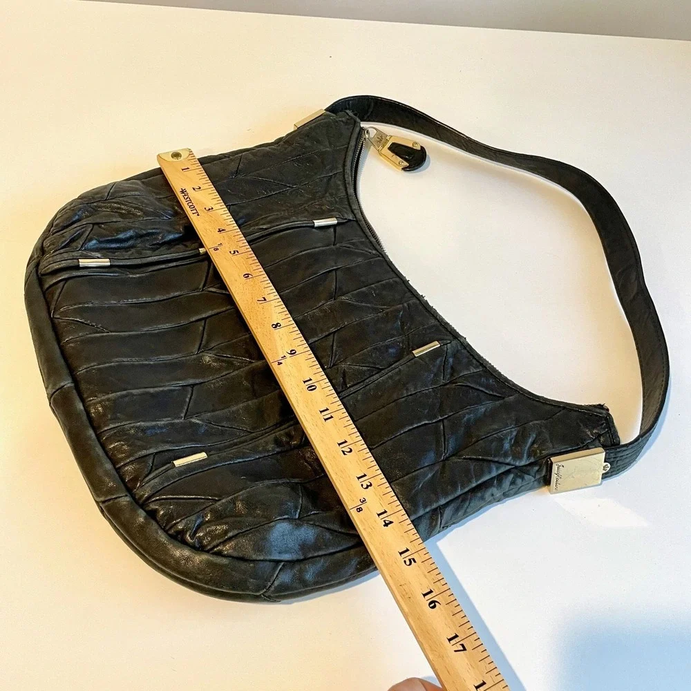 Juicy Couture Hobo Shoulder Bag Handbag Purse‎ Womens Black Leather Pockets